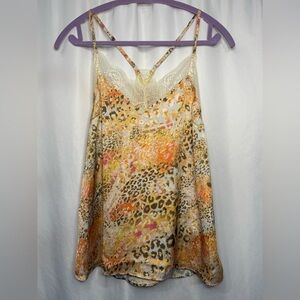 NWT Mystery Multicolor‎ Leopard Print Spaghetti Strap Top Size Small